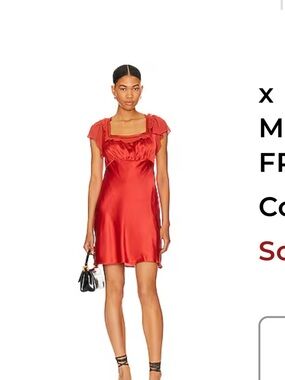 Free People Satin Square-Neck Mini Dress in Scarlet